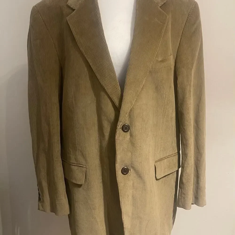 Stafford Men’s 100% Cotton Brown Cordouroy Sport Coat Size 42 R